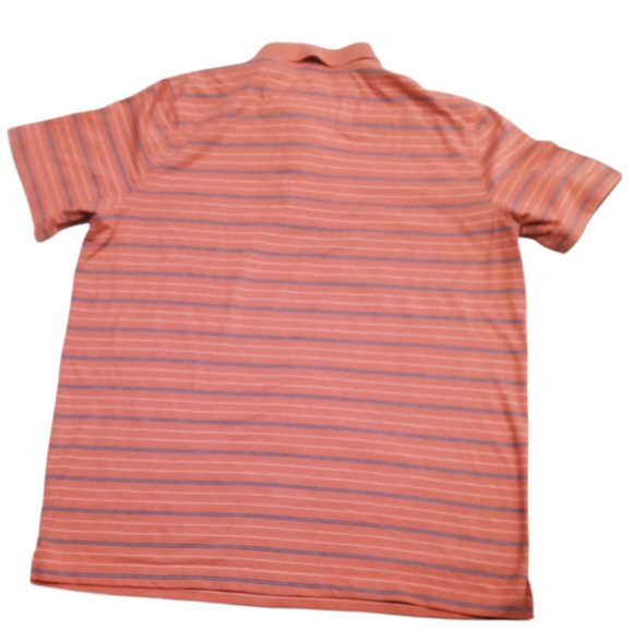 George Coral White and Blue Short Sleeve Mens Polo Style 3 Button Front Shirt - Picture 2 of 8